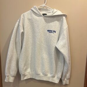 White Fox Boutique Gray Hoodie with Blue Logo
